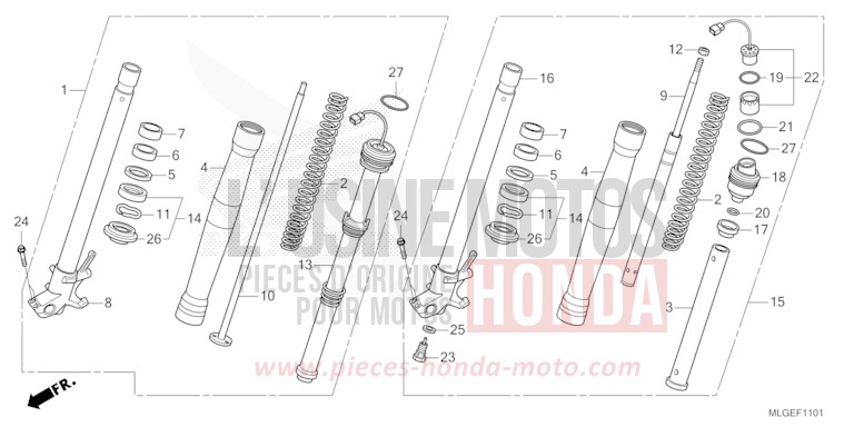 GABEL, VORNE (2) von Africa Twin DCT MAT IRIDIUM GRAY METALLIC (NHC64) von 2023